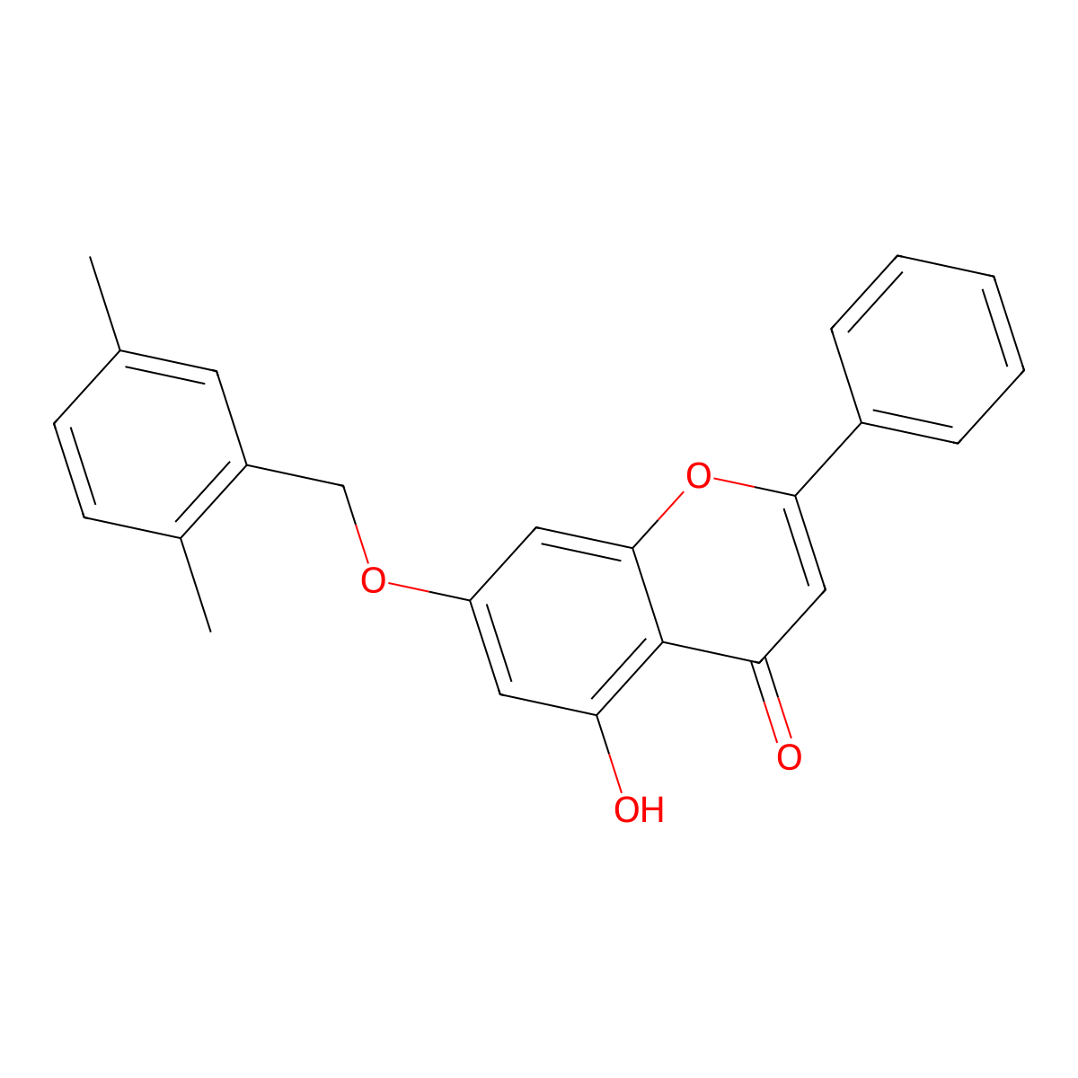 7-[(2,5-dimethylbenzyl)oxy]-5-hydroxy-2-phenyl-4H-chromen-4-one molecular structure, CAS 314745-36-3