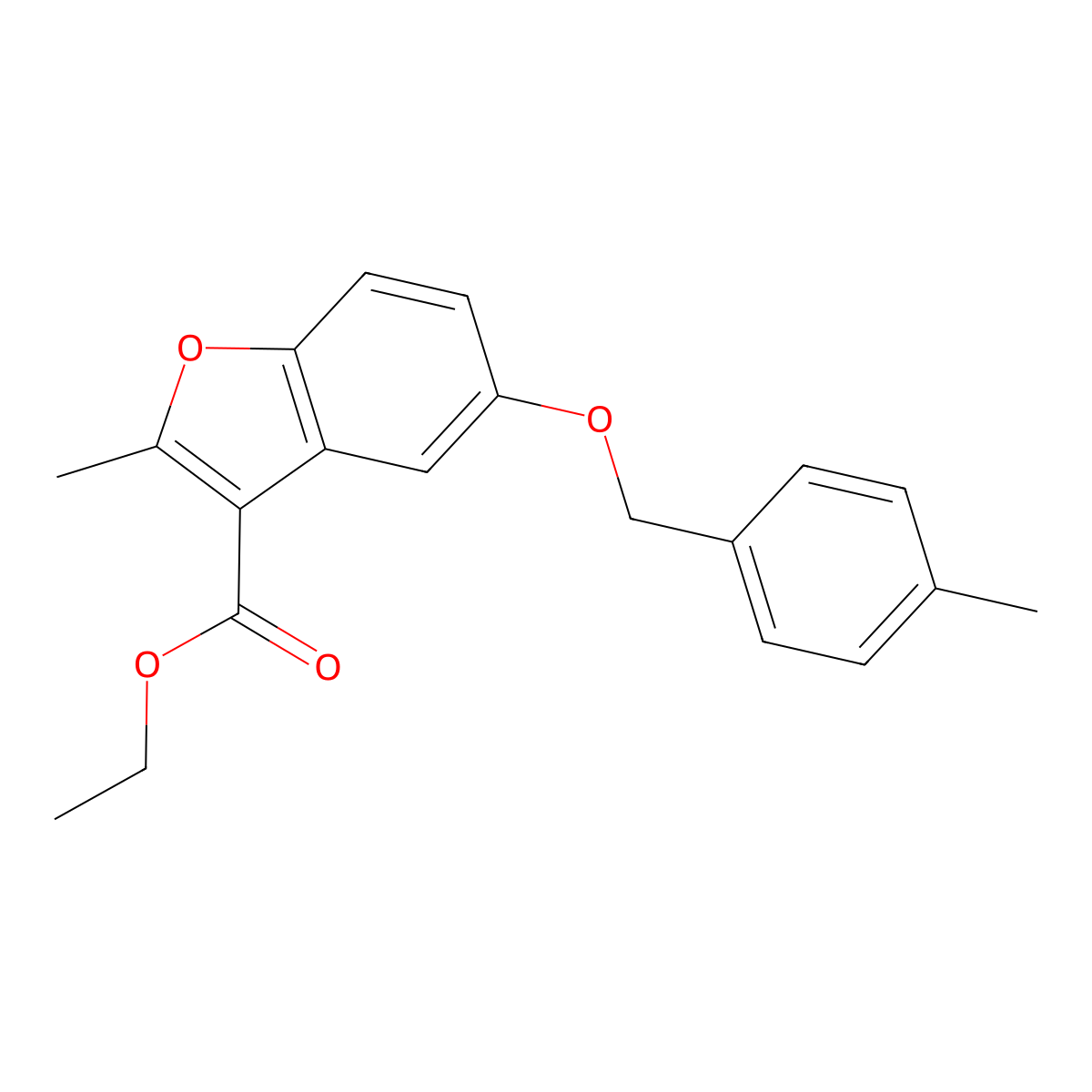 Ethyl 2-methyl-5-[(4-methylphenyl)methoxy]-1-benzofuran-3-carboxylate molecular structure, CAS 314745-45-4