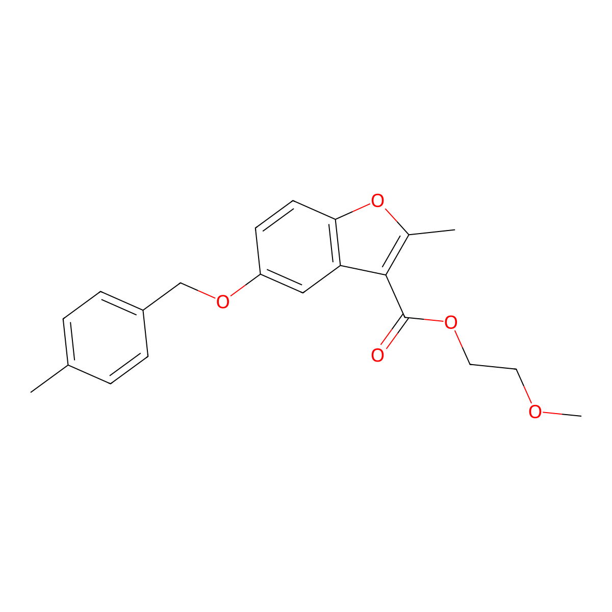 2-Methoxyethyl 2-methyl-5-[(4-methylphenyl)methoxy]-1-benzofuran-3-carboxylate molecular structure, CAS 314745-46-5