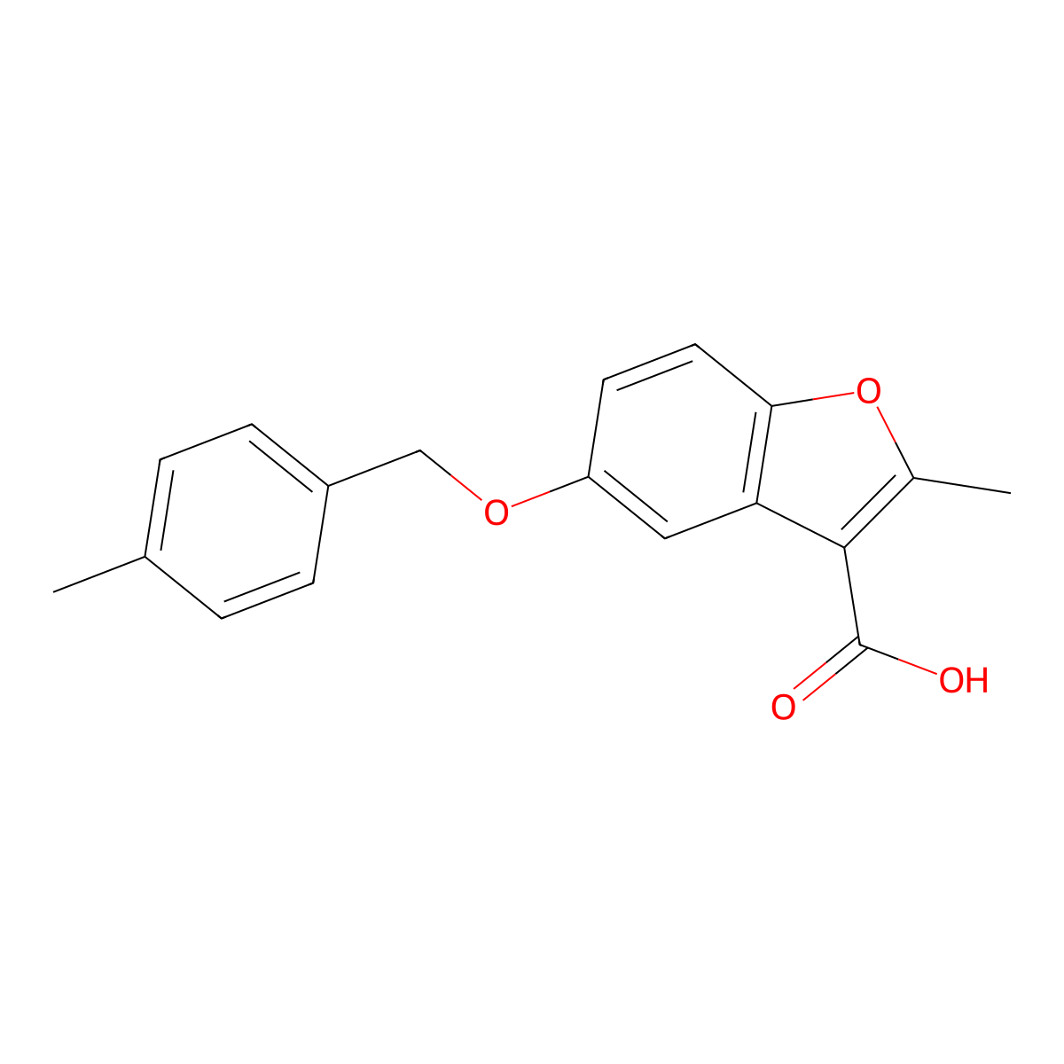 2-Methyl-5-[(4-methylphenyl)methoxy]-1-benzofuran-3-carboxylic acid molecular structure, CAS 314745-49-8