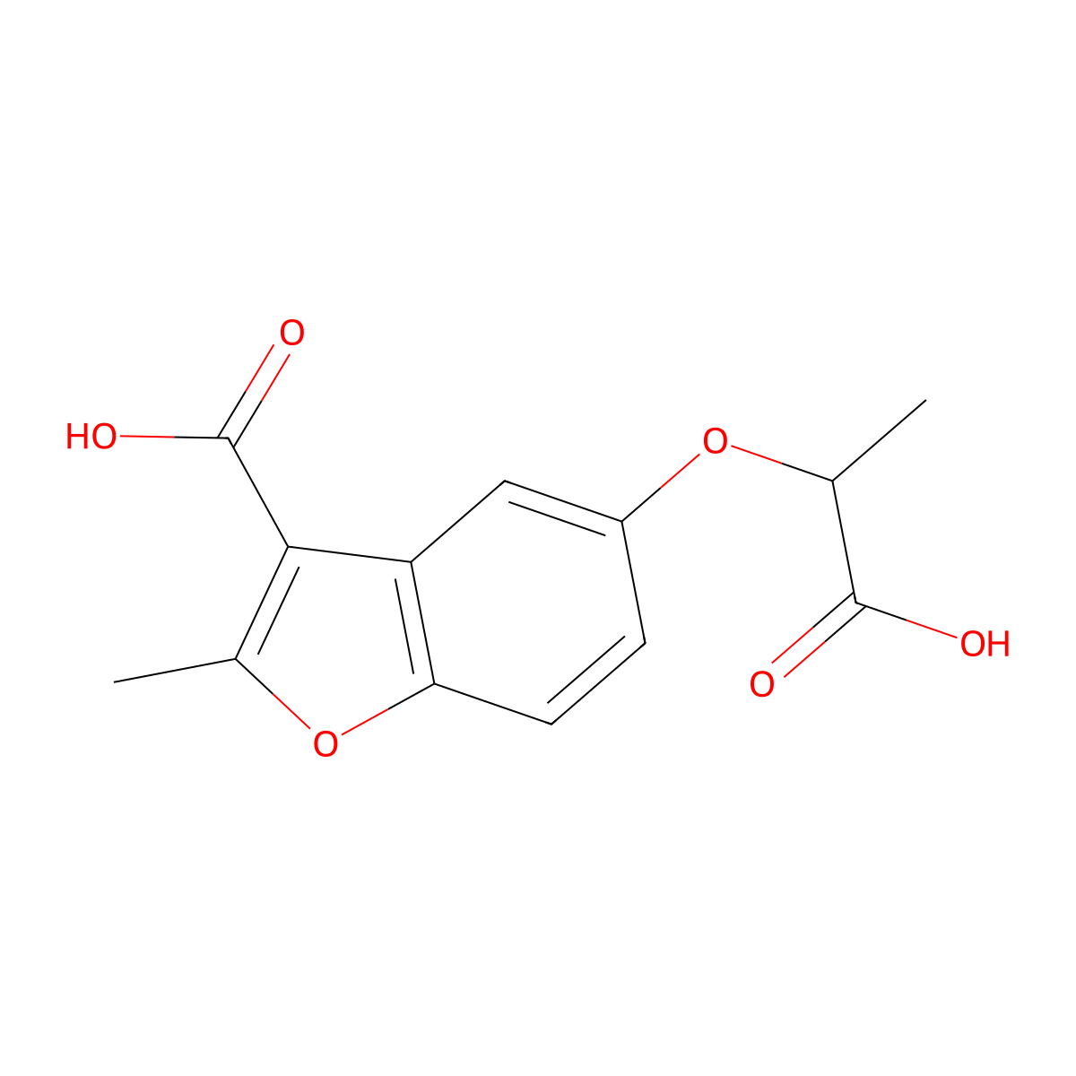 5-(1-Carboxyethoxy)-2-methyl-1-benzofuran-3-carboxylic acid molecular structure, CAS 314745-57-8