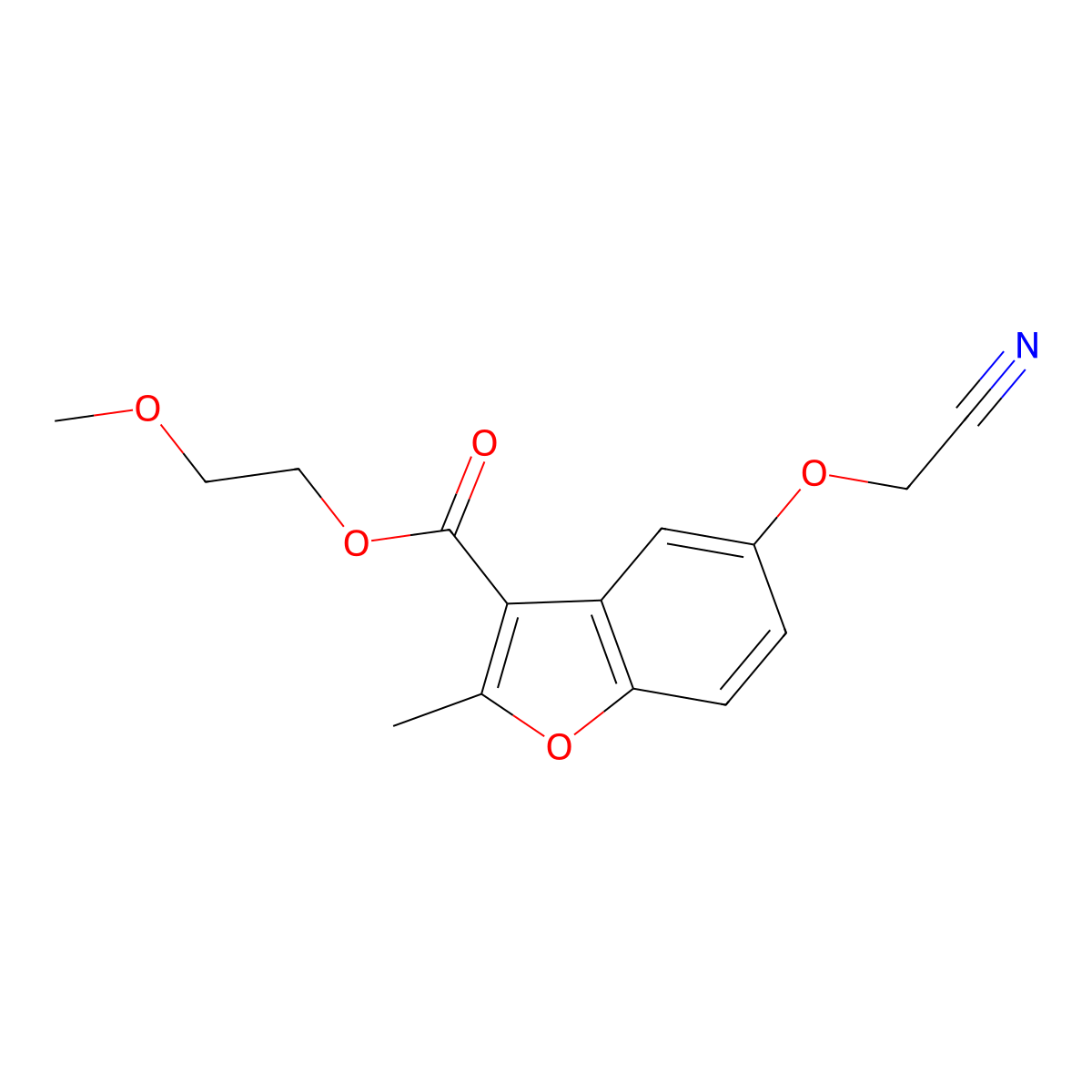 2-Methoxyethyl 5-(cyanomethoxy)-2-methylbenzofuran-3-carboxylate molecular structure, CAS 314745-58-9