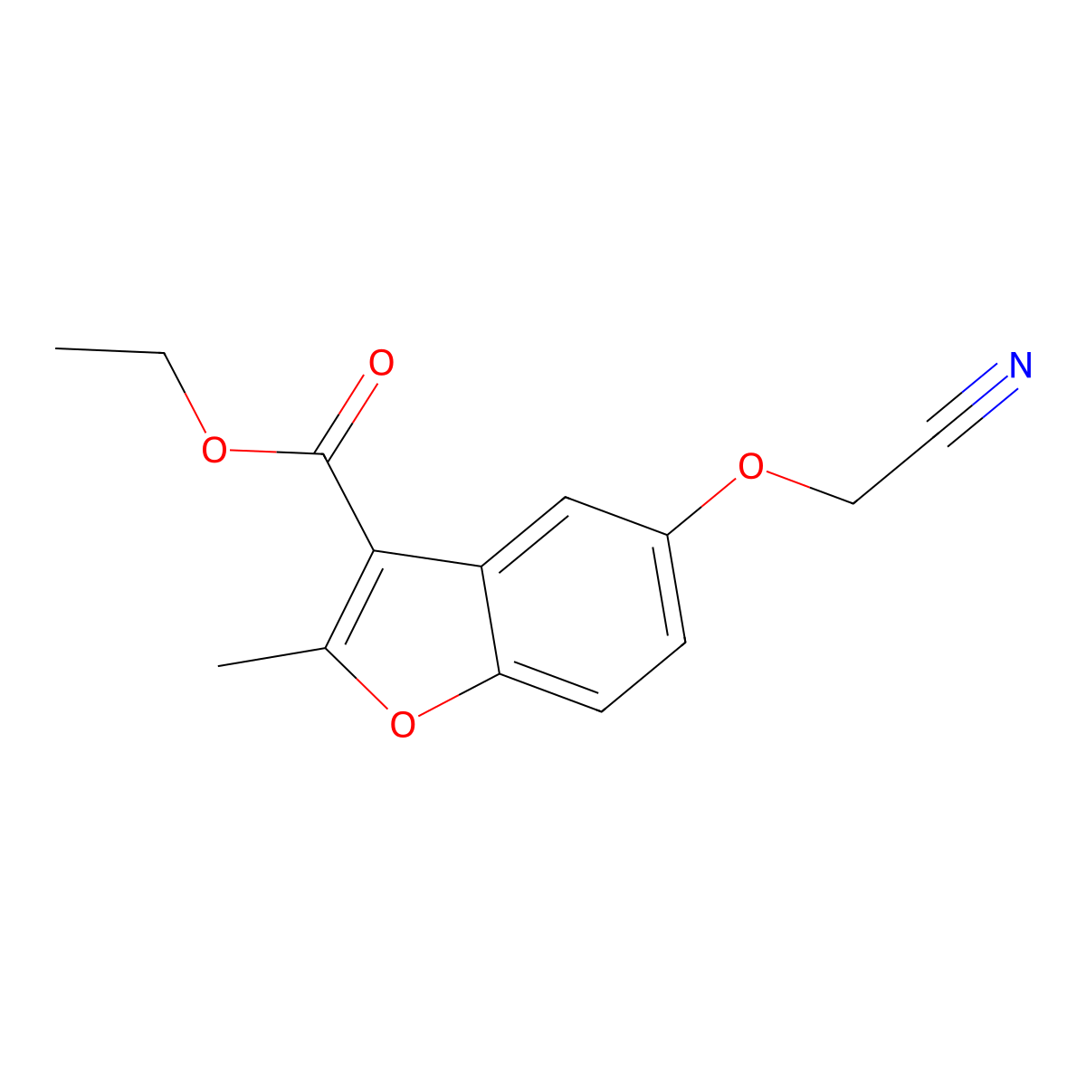 Ethyl 5-(cyanomethoxy)-2-methyl-1-benzofuran-3-carboxylate molecular structure, CAS 314745-59-0