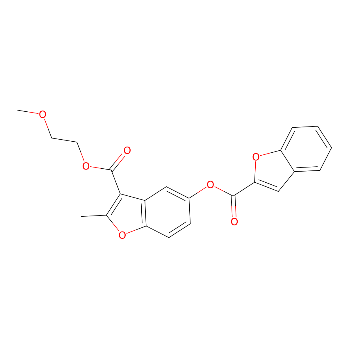 2-Methoxyethyl 5-(1-benzofuran-2-carbonyloxy)-2-methyl-1-benzofuran-3-carboxylate molecular structure, CAS 314745-60-3