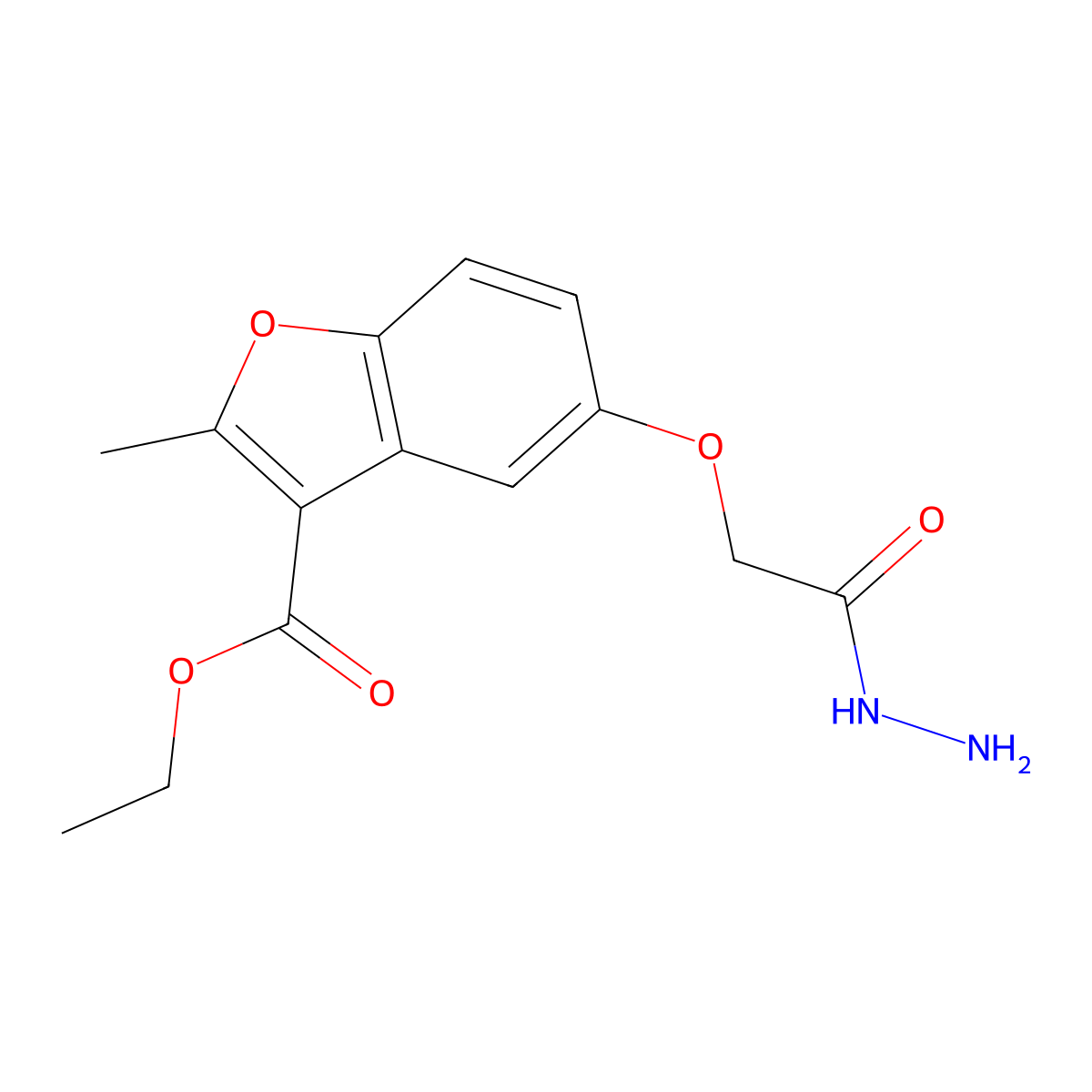 Ethyl 5-(2-hydrazino-2-oxoethoxy)-2-methyl-1-benzofuran-3-carboxylate molecular structure, CAS 314745-61-4