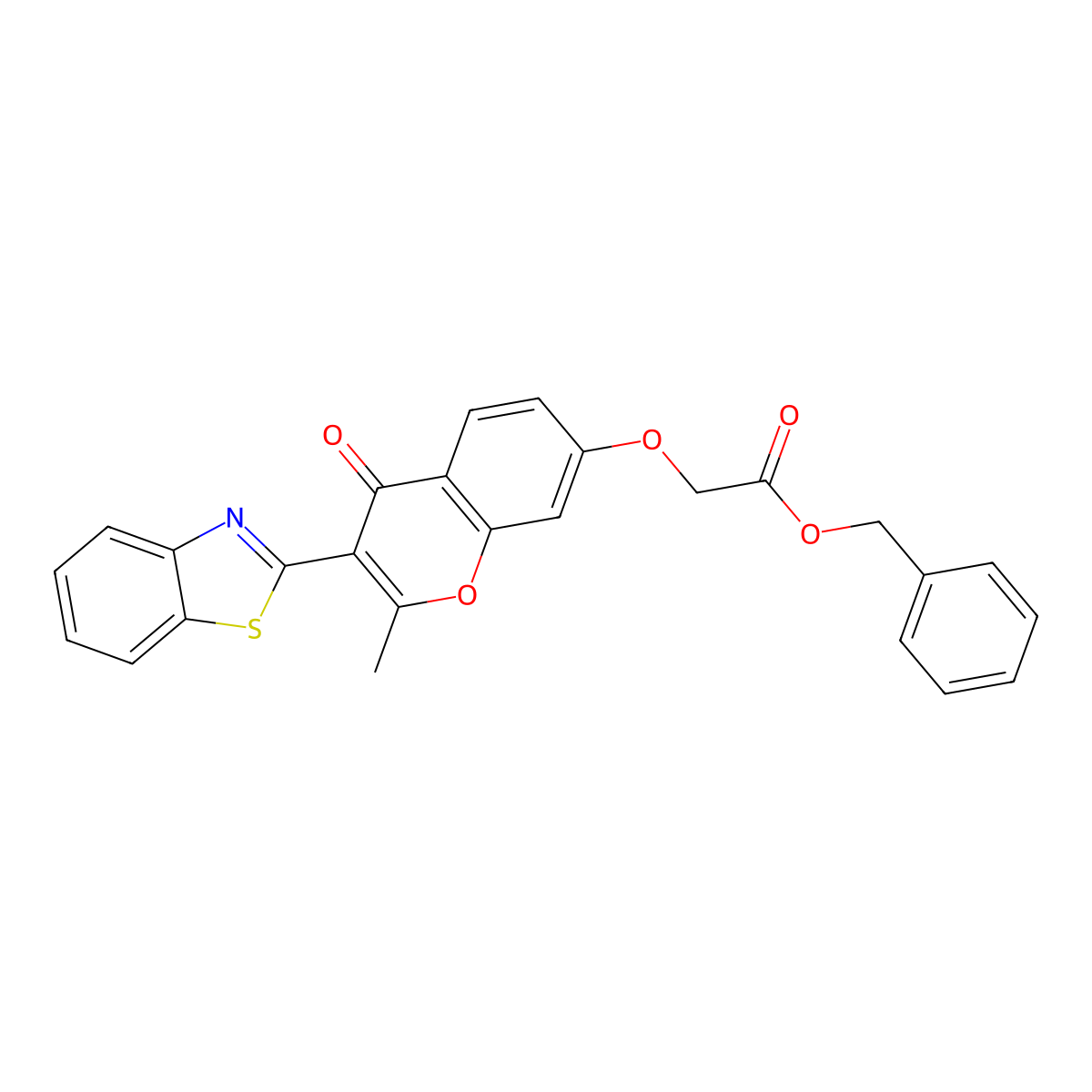 benzyl 2-{[3-(1,3-benzothiazol-2-yl)-2-methyl-4-oxo-4H-chromen-7-yl]oxy}acetate molecular structure, CAS 314745-65-8