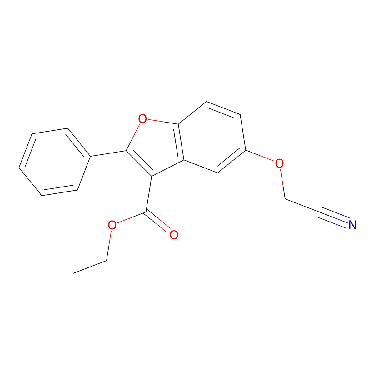 Ethyl 5-(cyanomethoxy)-2-phenyl-1-benzofuran-3-carboxylate molecular structure, CAS 314745-73-8