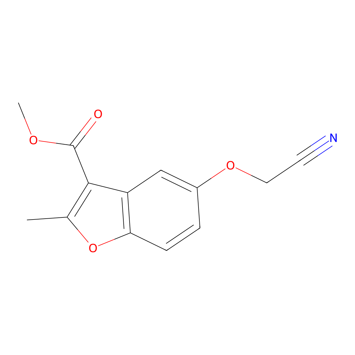 Methyl 5-(cyanomethoxy)-2-methyl-1-benzofuran-3-carboxylate molecular structure, CAS 314745-77-2