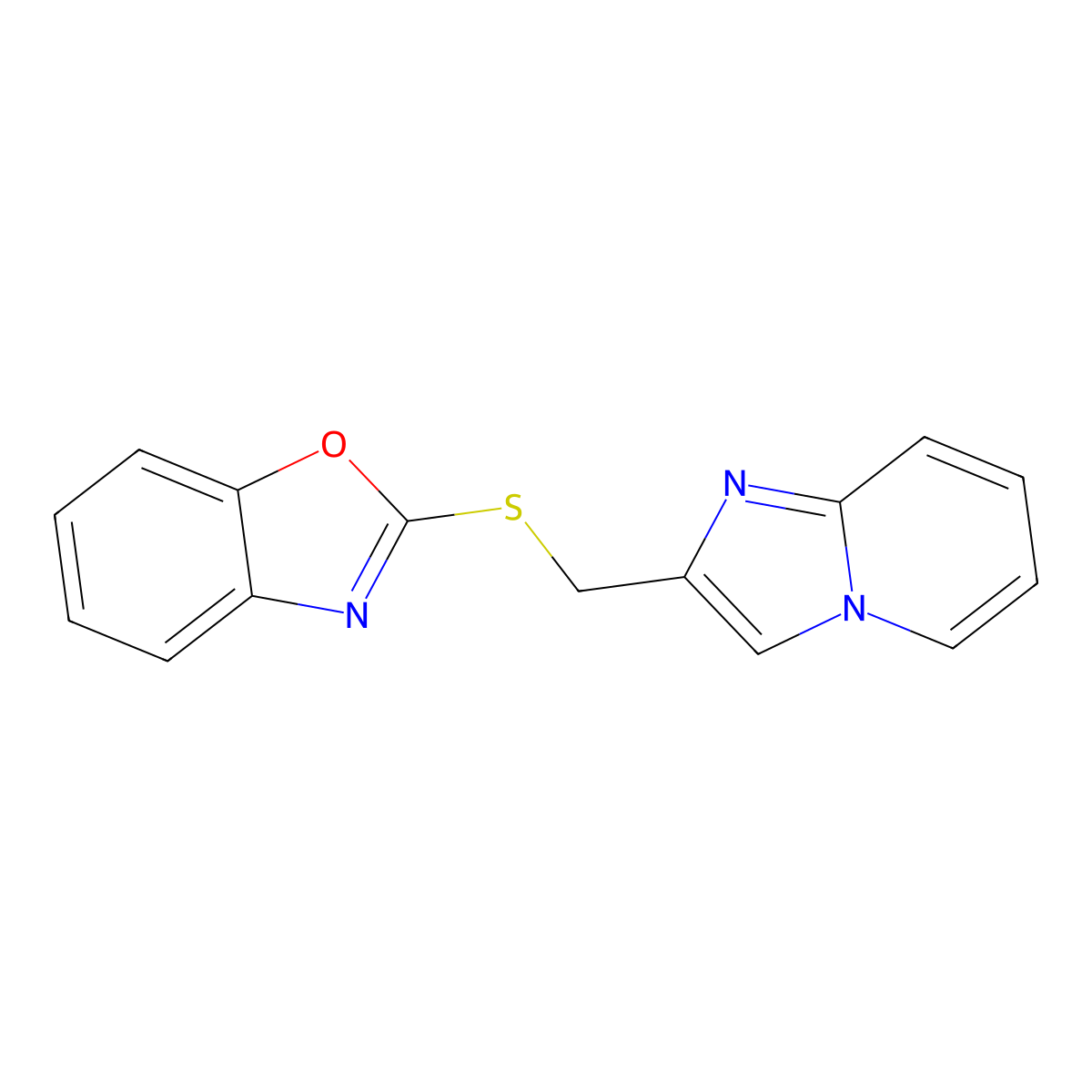2-((Imidazo[1,2-a]pyridin-2-ylmethyl)thio)benzo[d]oxazole molecular structure, CAS 314746-64-0