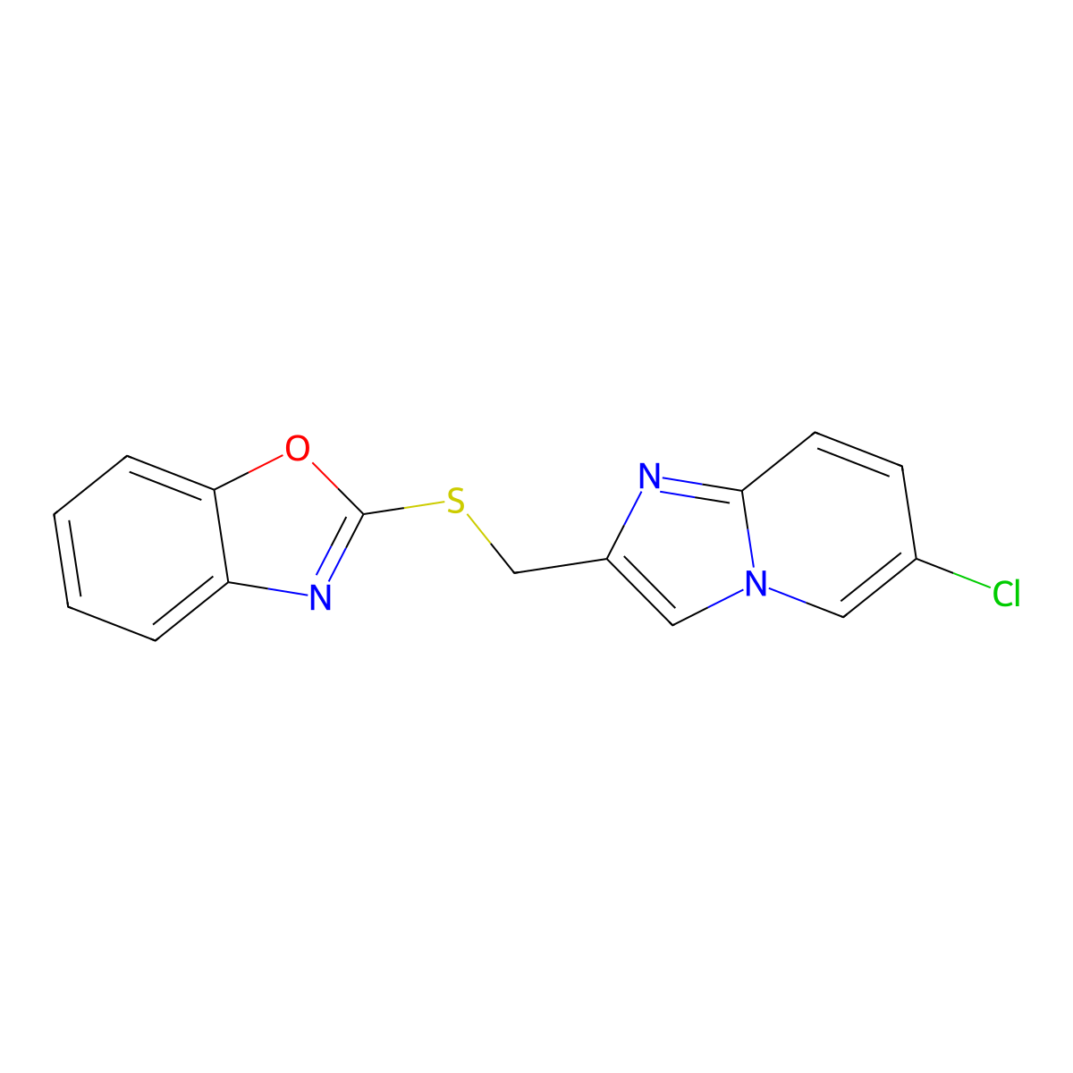 2-(((6-Chloroimidazo[1,2-a]pyridin-2-yl)methyl)thio)benzo[d]oxazole molecular structure, CAS 314746-66-2