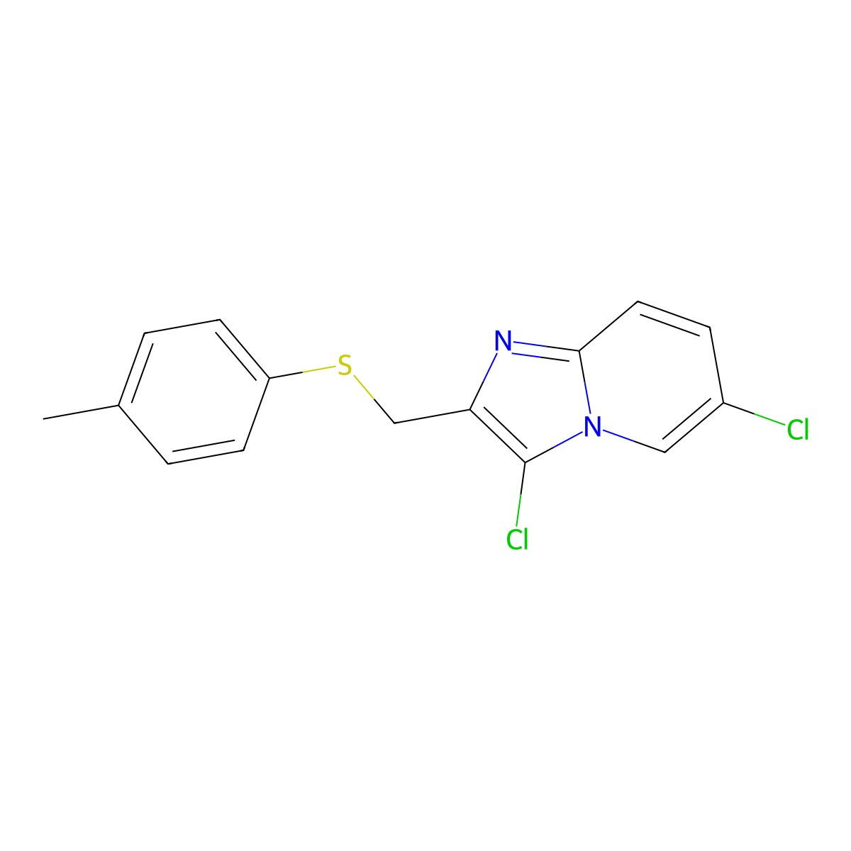 3,6-Dichloro-2-((p-tolylthio)methyl)imidazo[1,2-a]pyridine molecular structure, CAS 314746-70-8