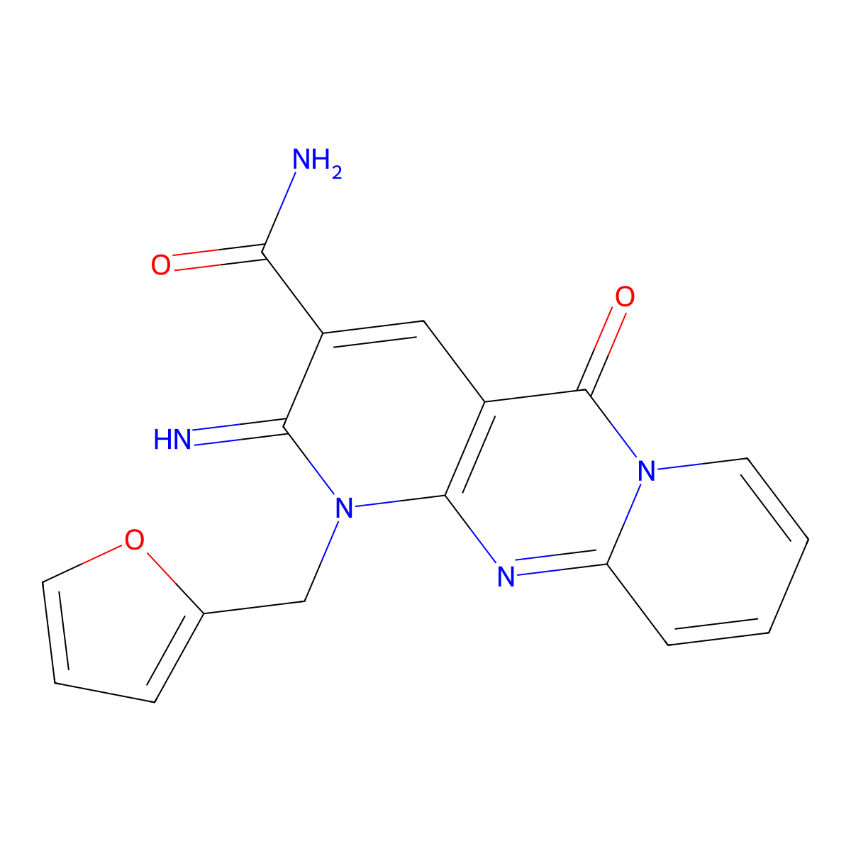 1-(2-furylmethyl)-2-imino-5-oxo-1,5-dihydro-2H-dipyrido[1,2-a:2,3-d]pyrimidine-3-carboxamide molecular structure, CAS 314747-08-5