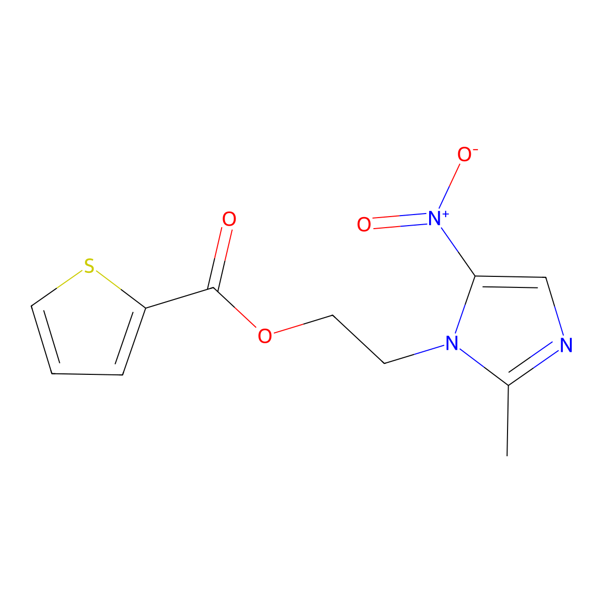 2-(2-Methyl-5-nitroimidazolyl)ethyl thiophene-2-carboxylate molecular structure, CAS 314747-25-6