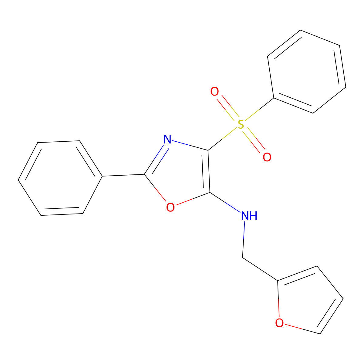 N-(furan-2-ylmethyl)-2-phenyl-4-(phenylsulfonyl)oxazol-5-amine molecular structure, CAS 314747-57-4
