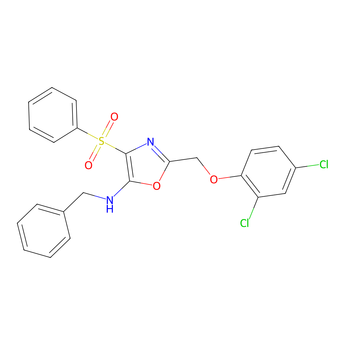 4-(benzenesulfonyl)-N-benzyl-2-[(2,4-dichlorophenoxy)methyl]-1,3-oxazol-5-amine molecular structure, CAS 314748-04-4