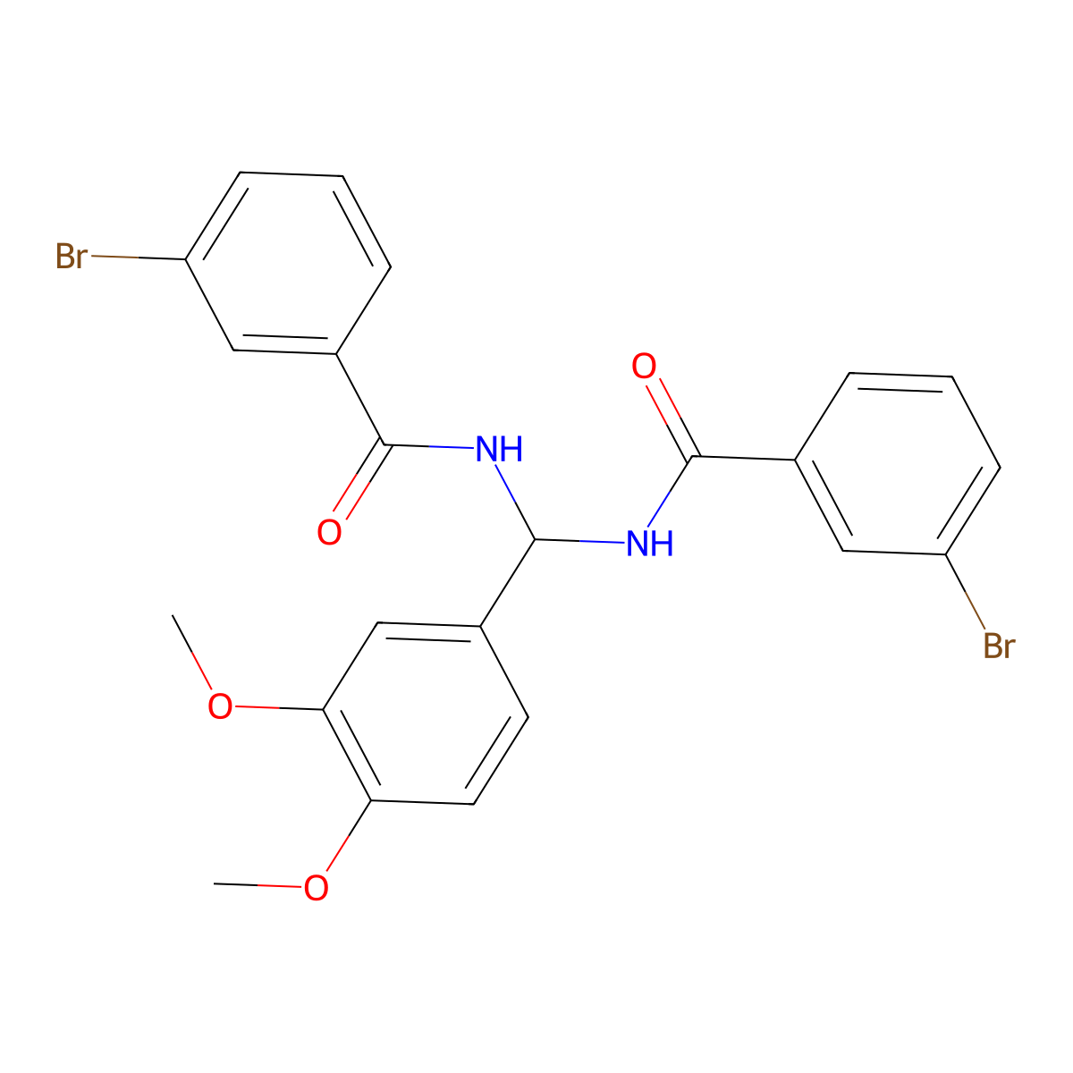 N,N'-[(3,4-dimethoxyphenyl)methanediyl]bis(3-bromobenzamide) molecular structure, CAS 314750-17-9