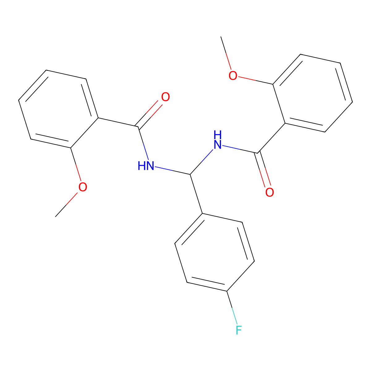 N-[(4-fluorophenyl)[(2-methoxyphenyl)formamido]methyl]-2-methoxybenzamide molecular structure, CAS 314750-18-0