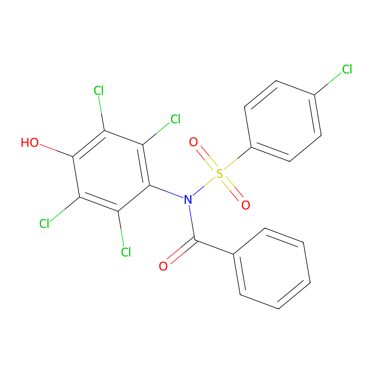 N-(4-chlorophenyl)sulfonyl-N-(2,3,5,6-tetrachloro-4-hydroxyphenyl)benzamide molecular structure, CAS 314751-20-7