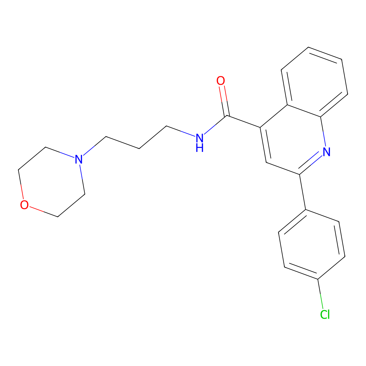 2-(4-chlorophenyl)-N-(3-morpholin-4-ylpropyl)quinoline-4-carboxamide molecular structure, CAS 314753-08-7