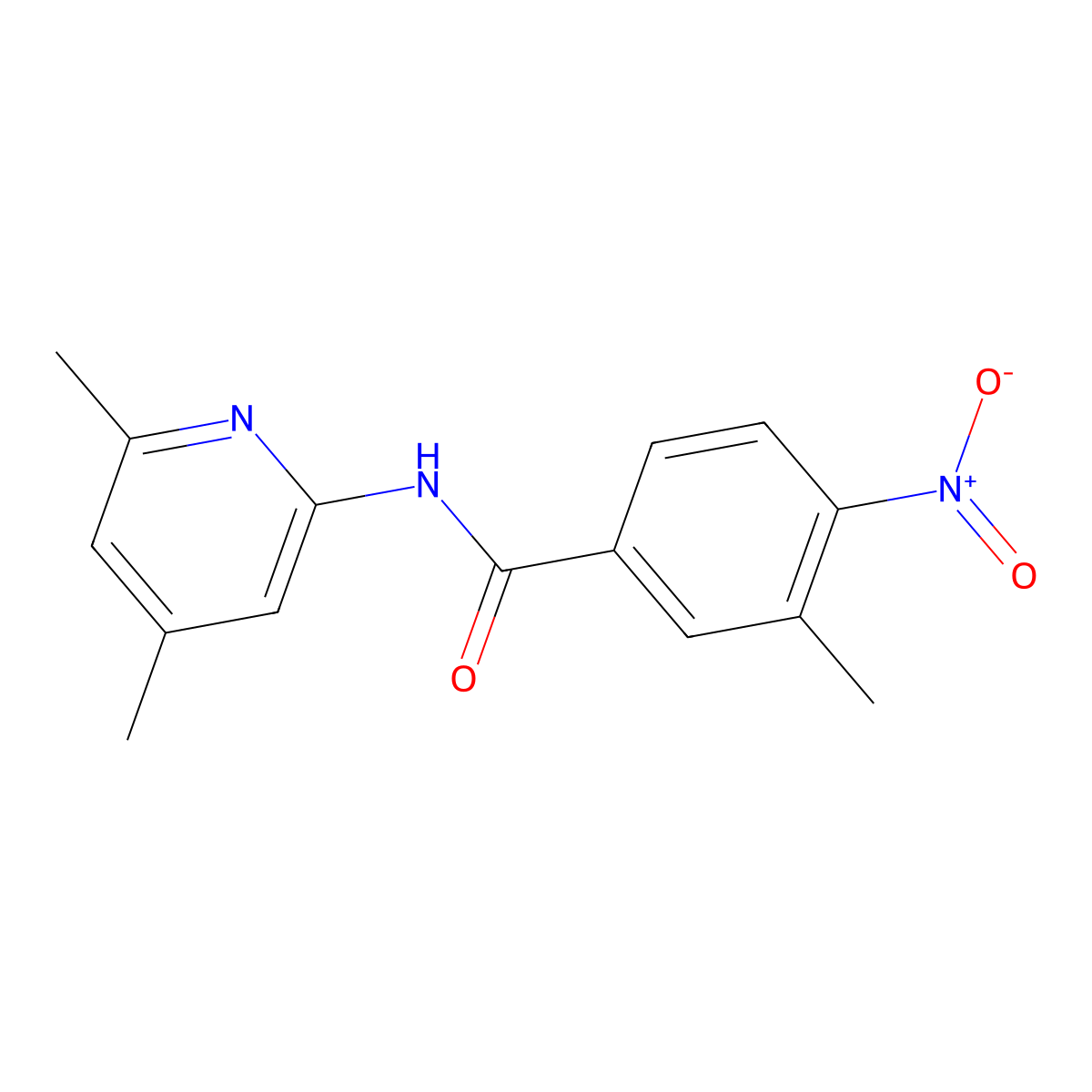 N-(4,6-dimethyl-2-pyridinyl)-4-nitro-3-methylbenzamide molecular structure, CAS 314753-64-5
