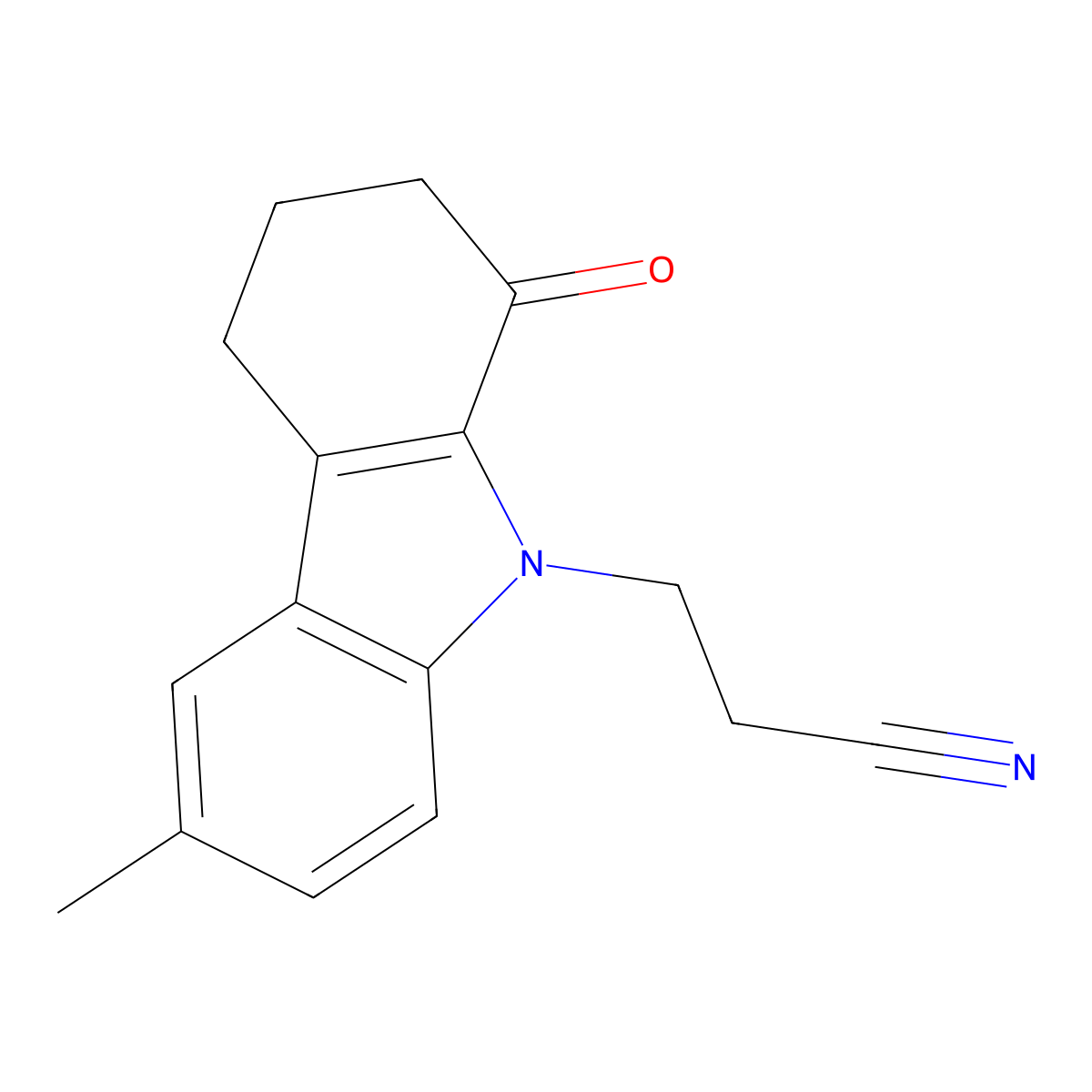 3-(6-methyl-1-oxo-1,2,3,4-tetrahydro-9H-carbazol-9-yl)propanenitrile molecular structure, CAS 314754-32-0