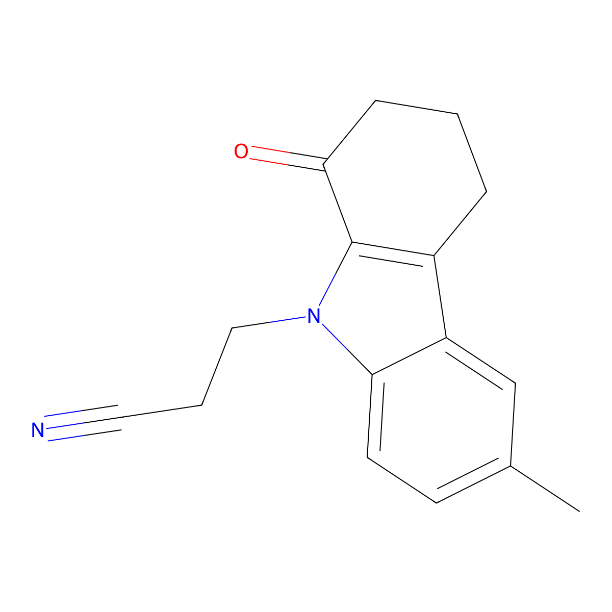 3-(6-methyl-1-oxo-1,2,3,4-tetrahydro-9H-carbazol-9-yl)propanenitrile molecular structure, CAS 314754-32-0