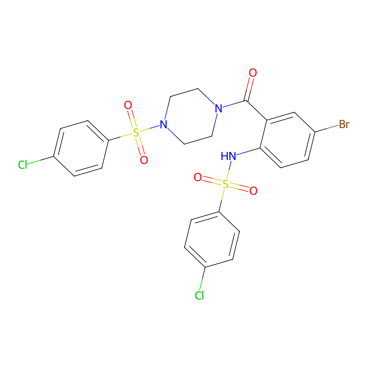 N-[4-bromo-2-({4-[(4-chlorophenyl)sulfonyl]piperazin-1-yl}carbonyl)phenyl]-4-chlorobenzenesulfonamide molecular structure, CAS 314754-34-2