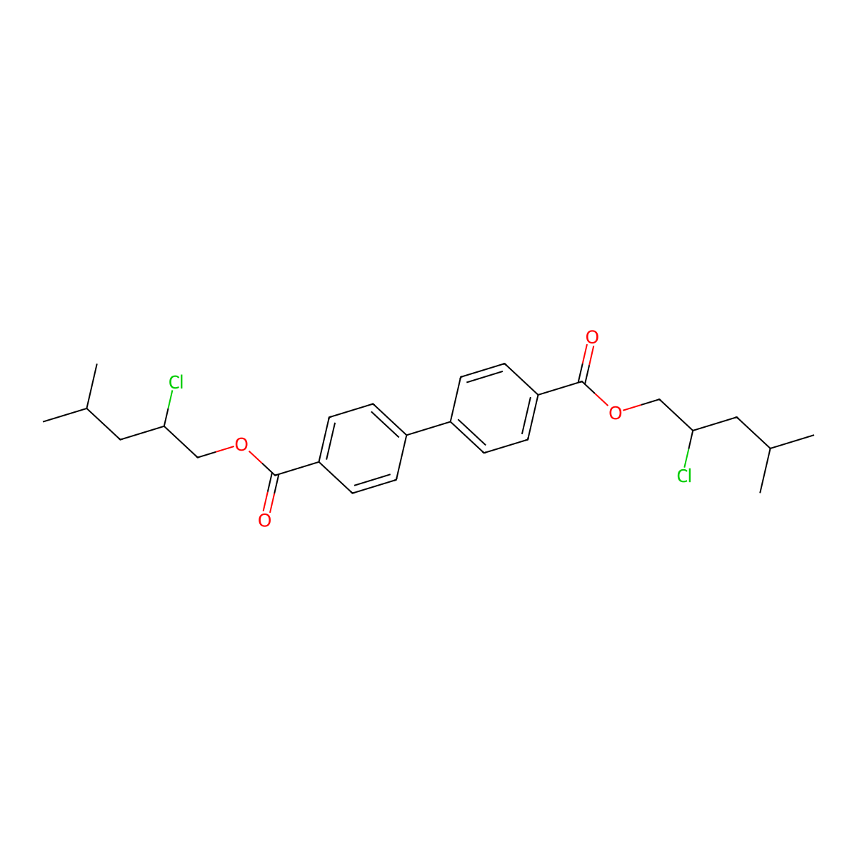 Bis(2-chloro-4-methylpentyl) [1,1'-biphenyl]-4,4'-dicarboxylate molecular structure, CAS 314754-56-8