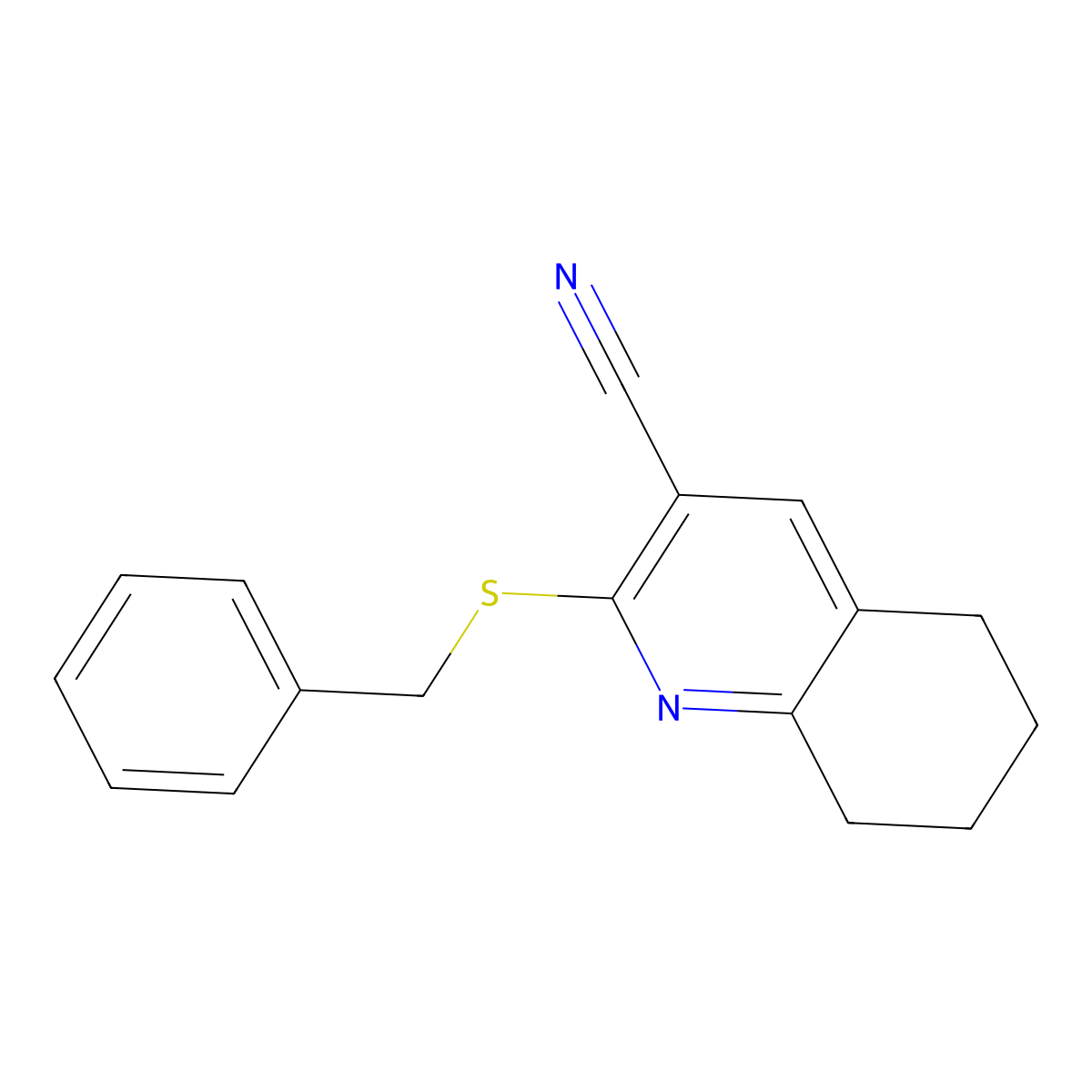 2-(Benzylsulfanyl)-5,6,7,8-tetrahydro-3-quinolinecarbonitrile molecular structure, CAS 314763-99-0