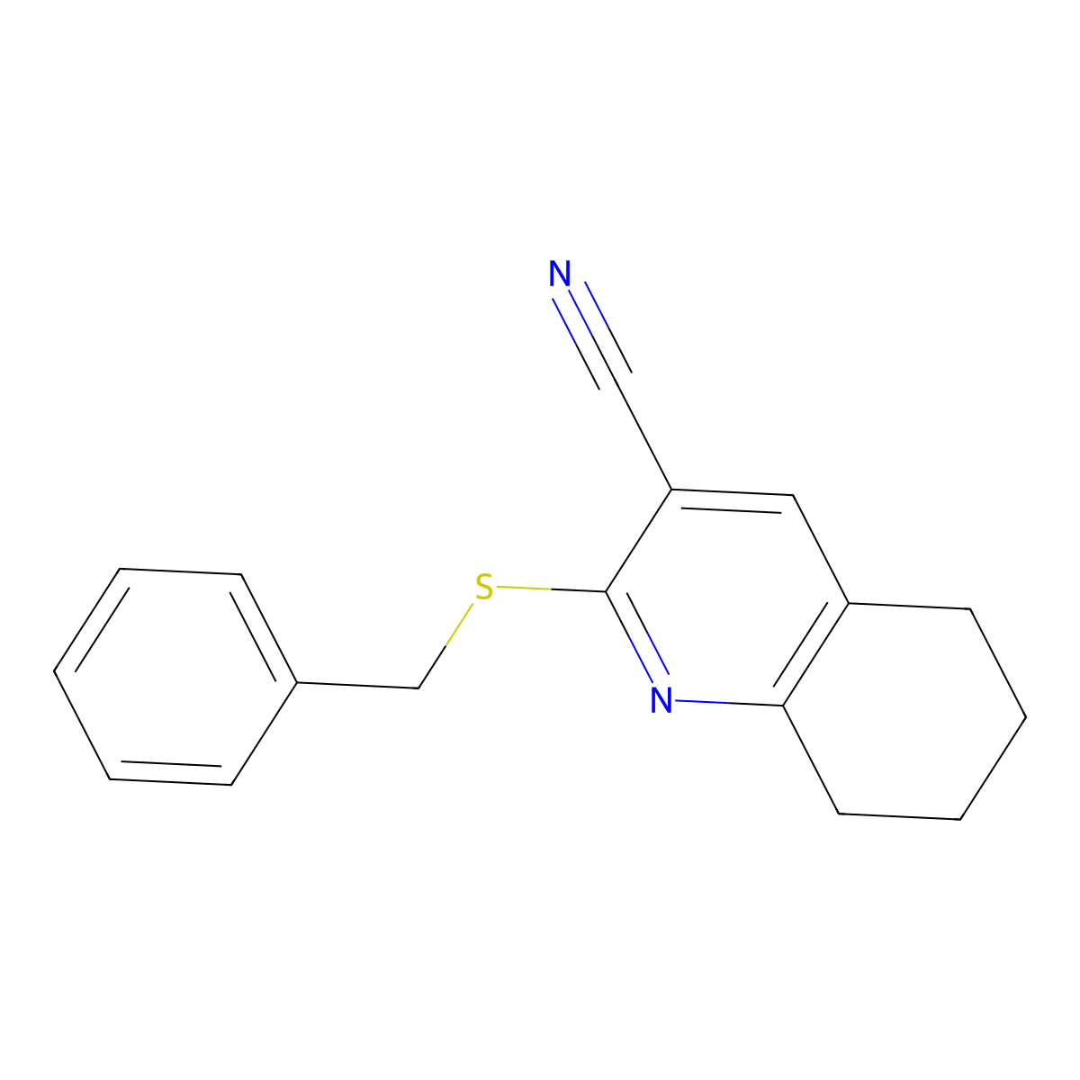 2-(Benzylsulfanyl)-5,6,7,8-tetrahydro-3-quinolinecarbonitrile molecular structure, CAS 314763-99-0