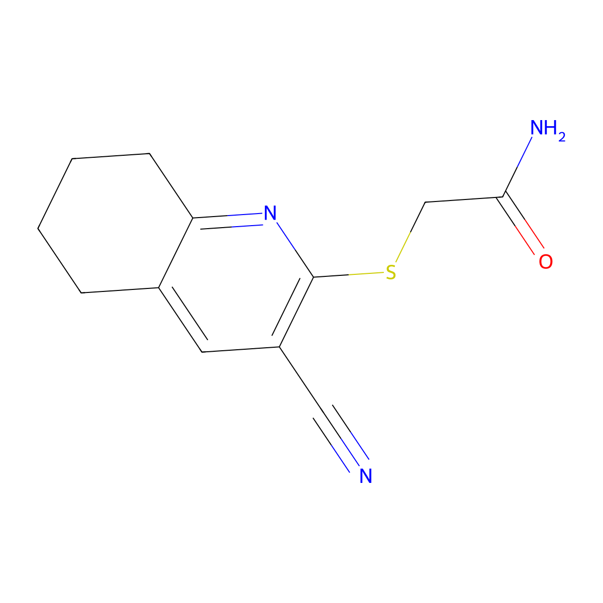 2-[(3-Cyano-5,6,7,8-tetrahydroquinolin-2-yl)sulfanyl]acetamide molecular structure, CAS 314764-01-7