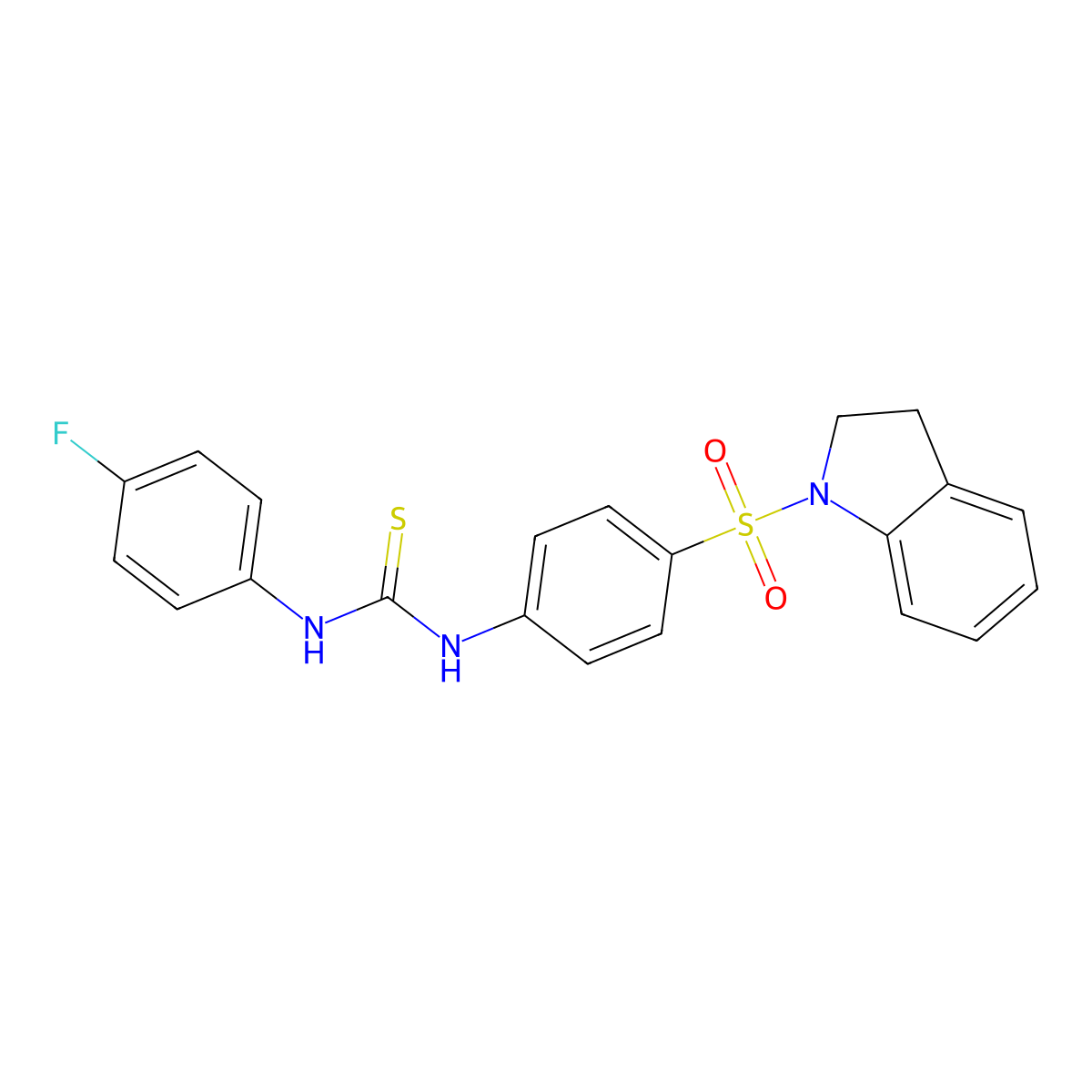 N-[4-(2,3-dihydro-1H-indol-1-ylsulfonyl)phenyl]-N'-(4-fluorophenyl)thiourea molecular structure, CAS 314764-14-2