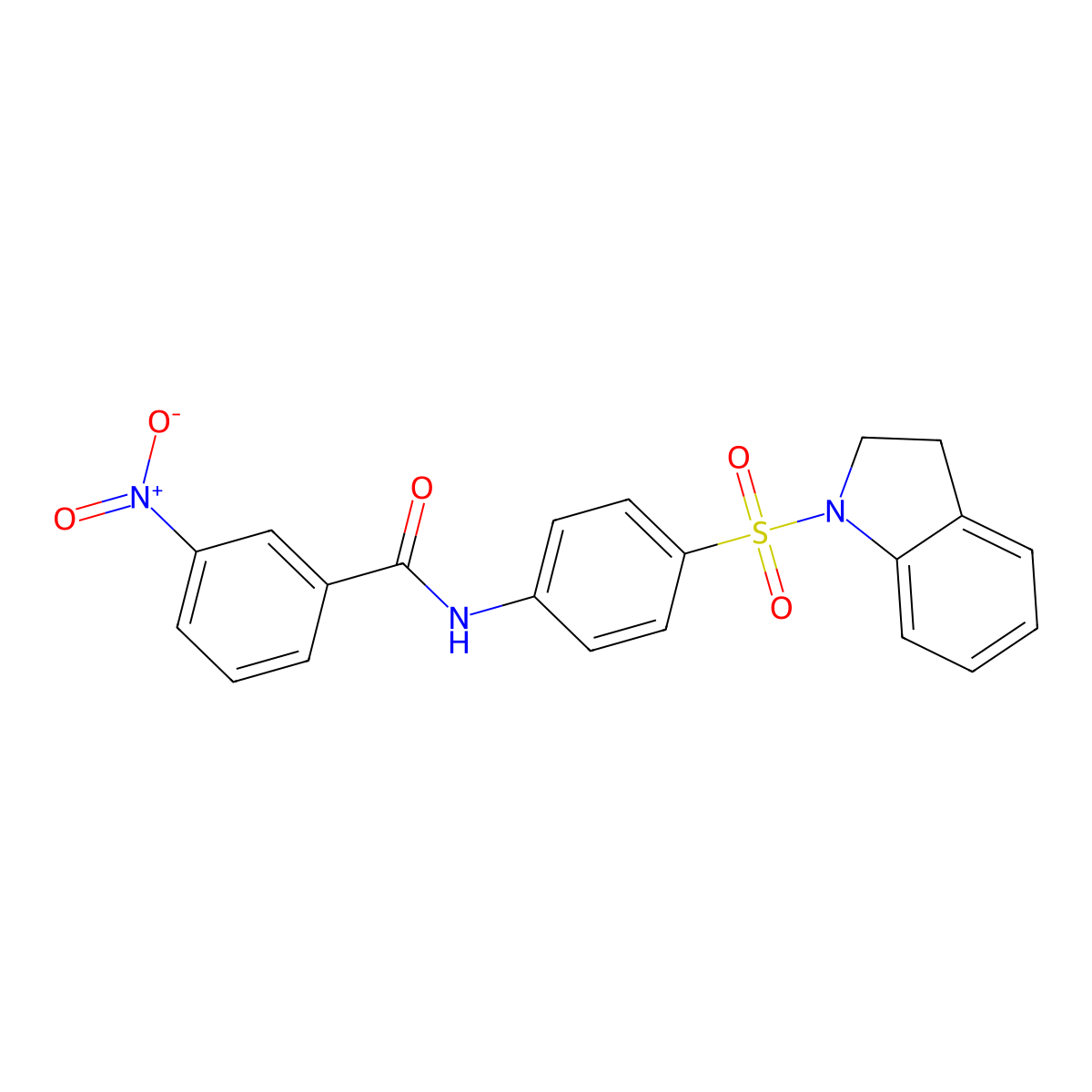 N-[4-(2,3-dihydro-1H-indol-1-ylsulfonyl)phenyl]-3-nitrobenzamide molecular structure, CAS 314764-19-7
