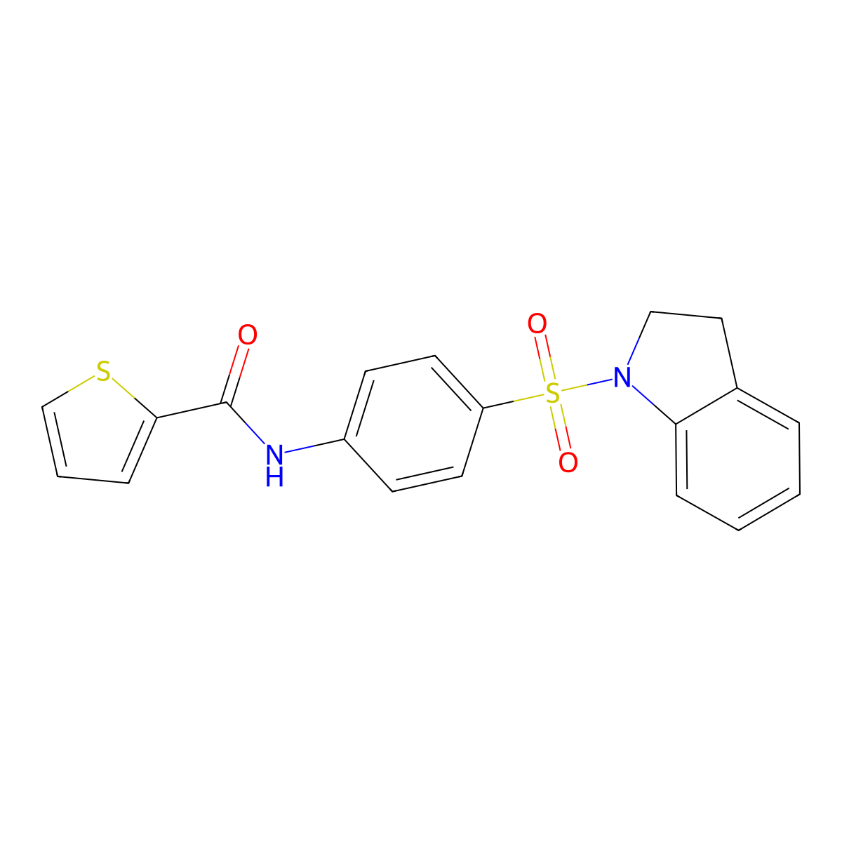 N-[4-(2,3-dihydro-1H-indol-1-ylsulfonyl)phenyl]-2-thiophenecarboxamide molecular structure, CAS 314764-21-1