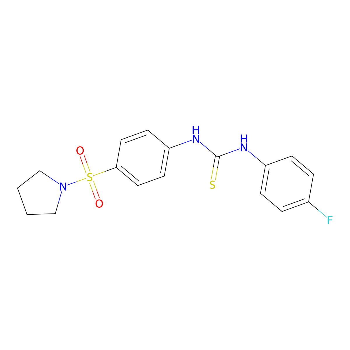 N-(4-fluorophenyl)-N'-[4-(1-pyrrolidinylsulfonyl)phenyl]thiourea molecular structure, CAS 314765-61-2