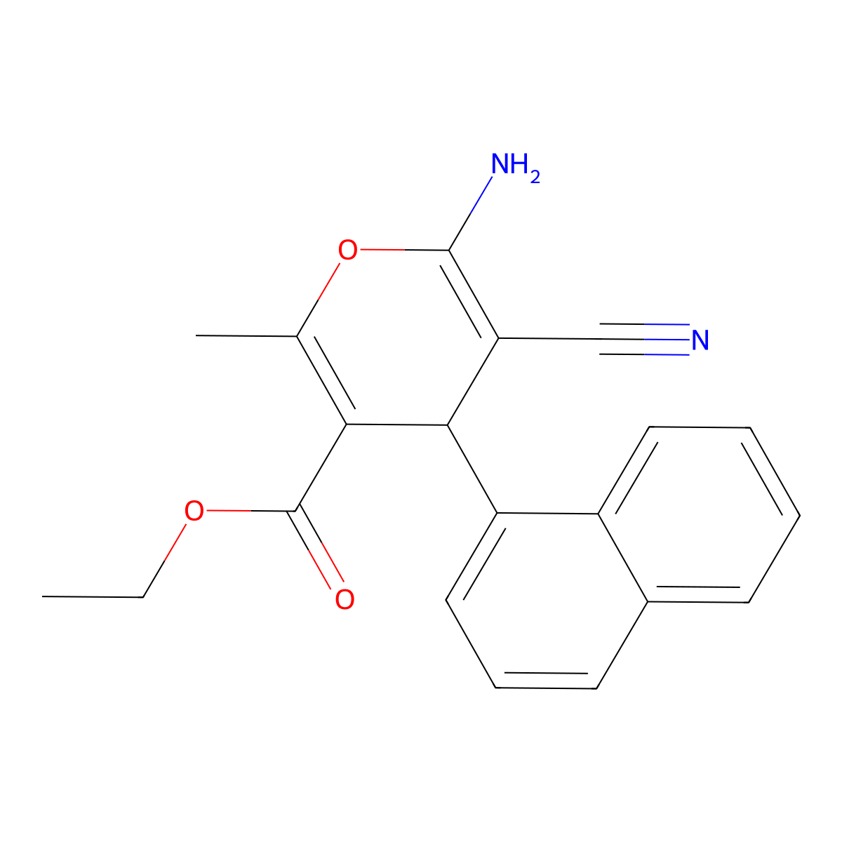 ethyl 6-amino-5-cyano-2-methyl-4-(1-naphthyl)-4H-pyran-3-carboxylate molecular structure, CAS 314766-07-9