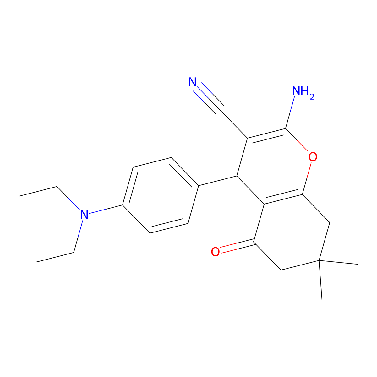 2-amino-4-[4-(diethylamino)phenyl]-7,7-dimethyl-5-oxo-5,6,7,8-tetrahydro-4H-chromene-3-carbonitrile molecular structure, CAS 314766-08-0
