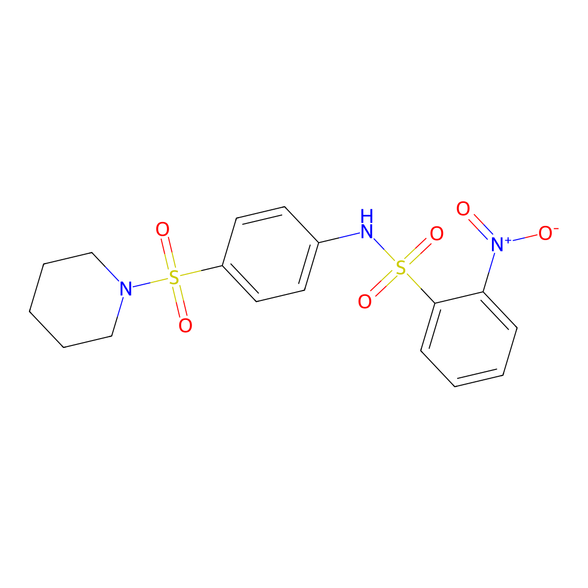 2-nitro-N-(4-piperidin-1-ylsulfonylphenyl)benzenesulfonamide molecular structure, CAS 314766-31-9