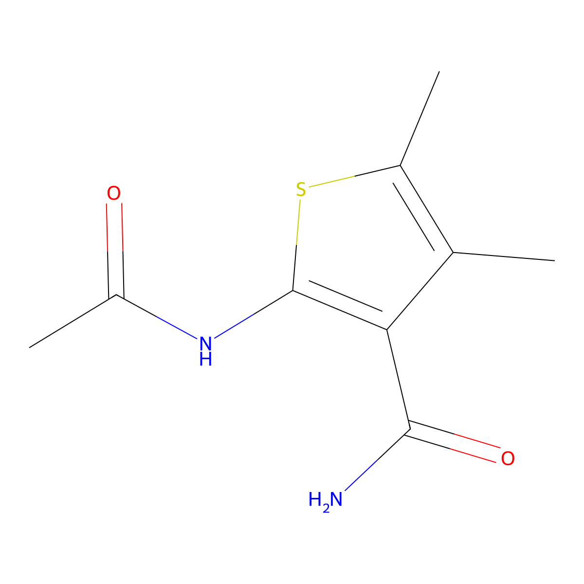 2-Acetamido-4,5-dimethylthiophene-3-carboxamide molecular structure, CAS 314767-17-4