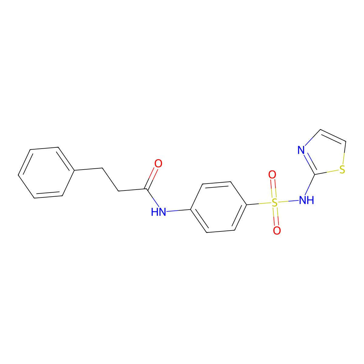 3-phenyl-N-{4-[(1,3-thiazol-2-ylamino)sulfonyl]phenyl}propanamide molecular structure, CAS 314767-66-3