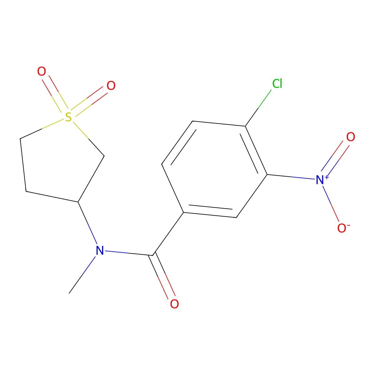 4-chloro-N-(1,1-dioxothiolan-3-yl)-N-methyl-3-nitrobenzamide molecular structure, CAS 314768-48-4