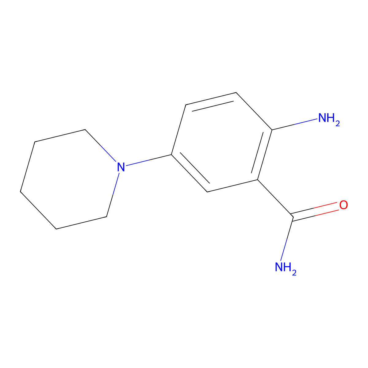 2-Amino-5-(piperidin-1-yl)benzamide molecular structure, CAS 314768-97-3