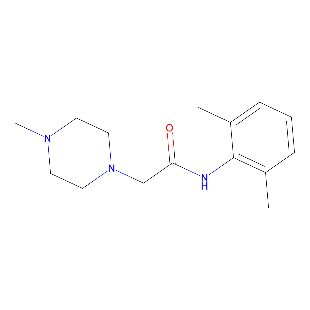 N-(2,6-dimethylphenyl)-2-(4-methylpiperazin-1-yl)acetamide molecular structure, CAS 314769-17-0