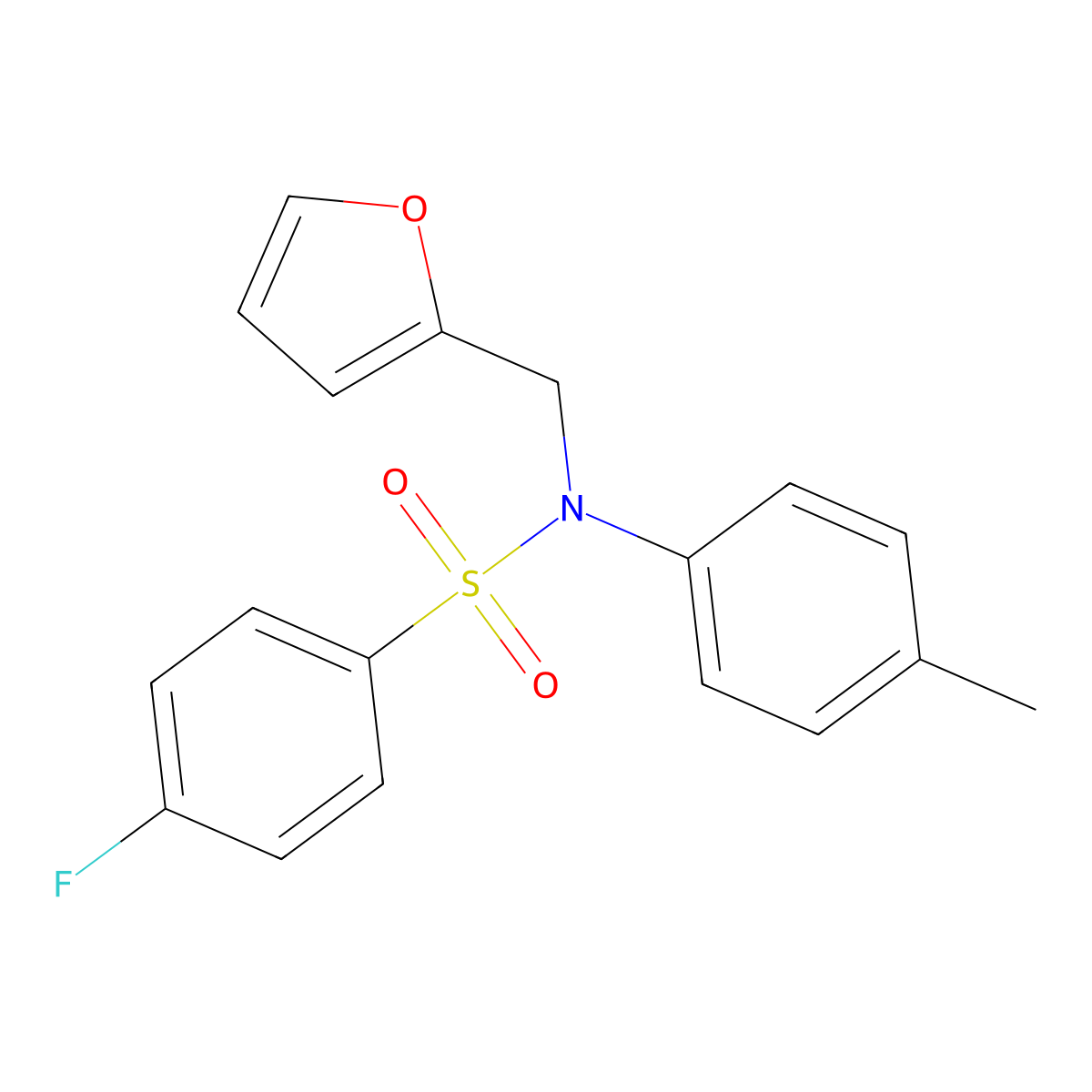 4-fluoro-N-(furan-2-ylmethyl)-N-(p-tolyl)benzenesulfonamide molecular structure, CAS 314769-18-1
