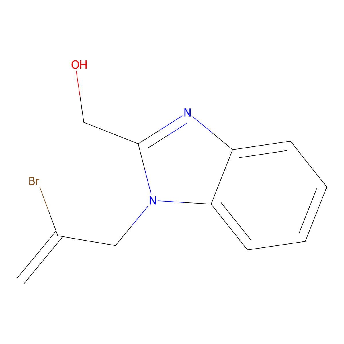 (1-(2-bromoallyl)-1H-benzo[d]imidazol-2-yl)methanol molecular structure, CAS 314769-76-1