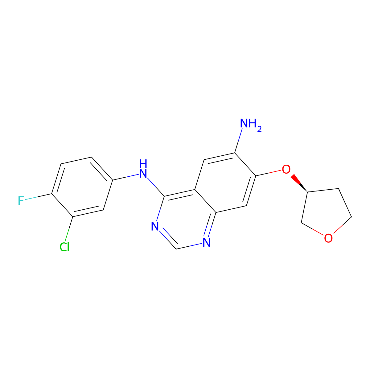 N4-(3-Chloro-4-fluorophenyl)-7-(((3S)-tetrahydro-3-furanyl)oxy)-4,6-quinazolinediamine molecular structure, CAS 314771-76-1