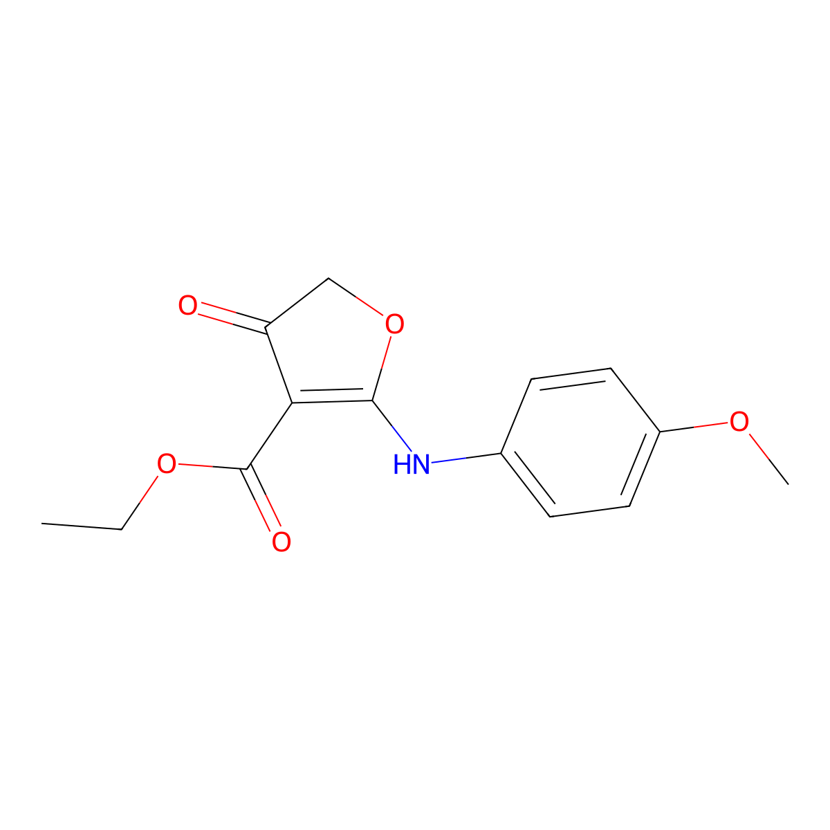 Ethyl 2-[(4-methoxyphenyl)amino]-4-oxo-4,5-dihydrofuran-3-carboxylate molecular structure, CAS 3148-33-2