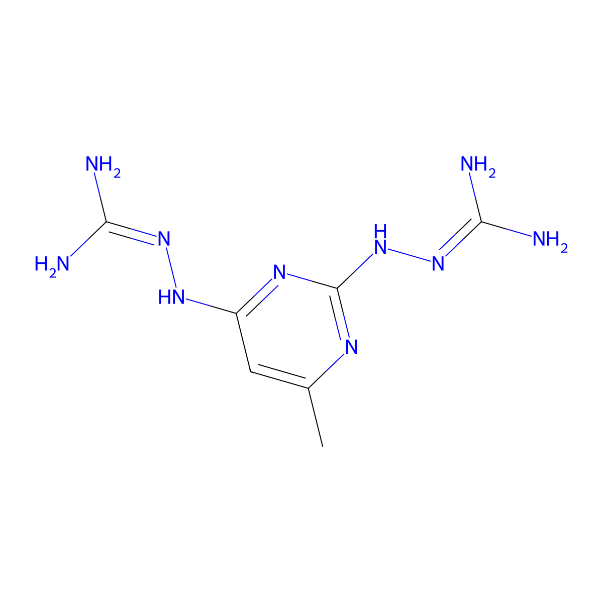 Guanidine, 1,1'-((6-methylpyrimidine-2,4-diyl)diimino)di- molecular structure, CAS 31483-13-3