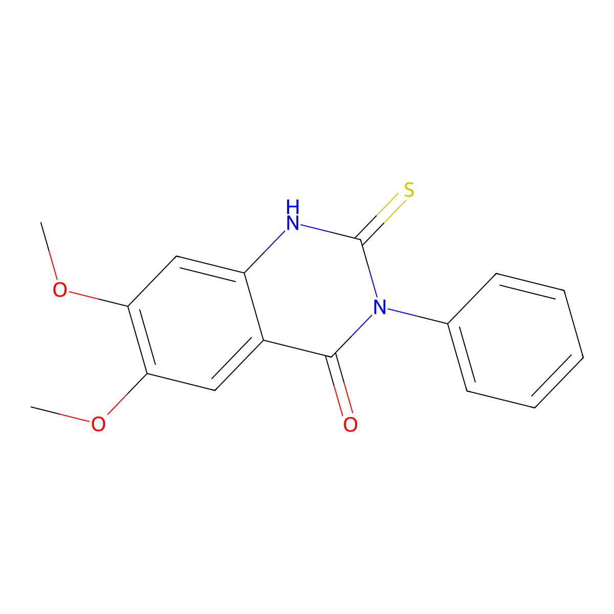 6,7-Dimethoxy-3-phenyl-2-sulfanylidene-2,3-dihydroquinazolin-4(1H)-one molecular structure, CAS 31485-66-2