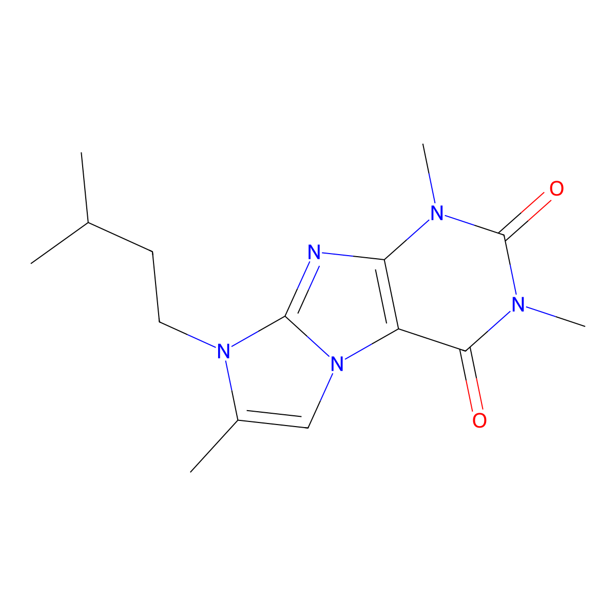 2,4,7-Trimethyl-6-(3-methylbutyl)purino[7,8-a]imidazole-1,3-dione molecular structure, CAS 31488-06-9